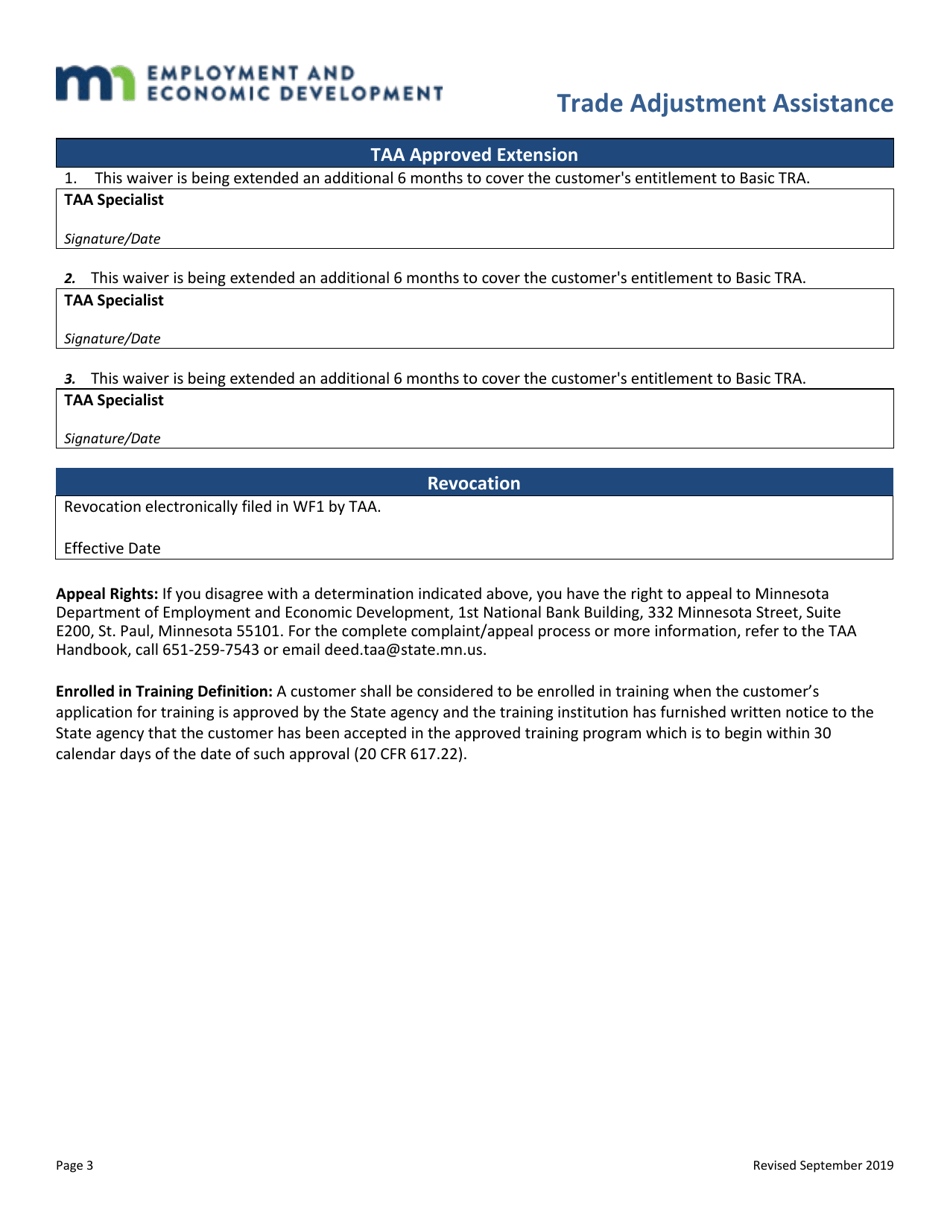 Taa Waiver of Training Form - Minnesota, Page 3