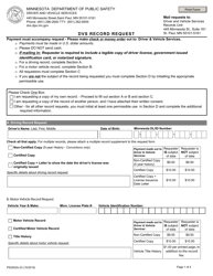 Document preview: Form PS2502A Dvs Record Request - Minnesota