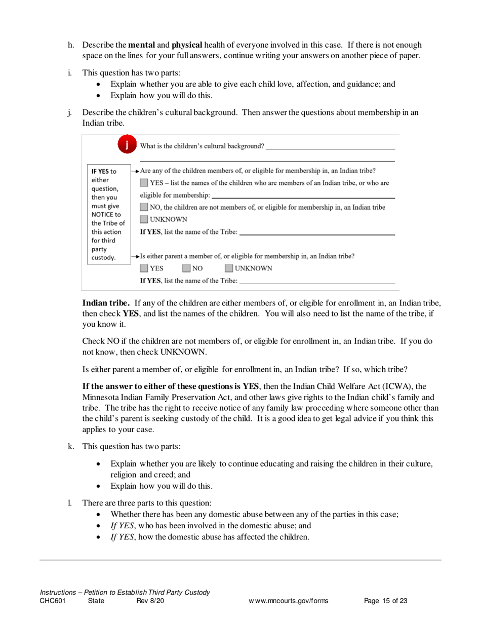 Instructions for Form CHC602, CHC603, CIV102, SOP102, CHC604, DIV813, DIV816, CON111 - Minnesota, Page 15