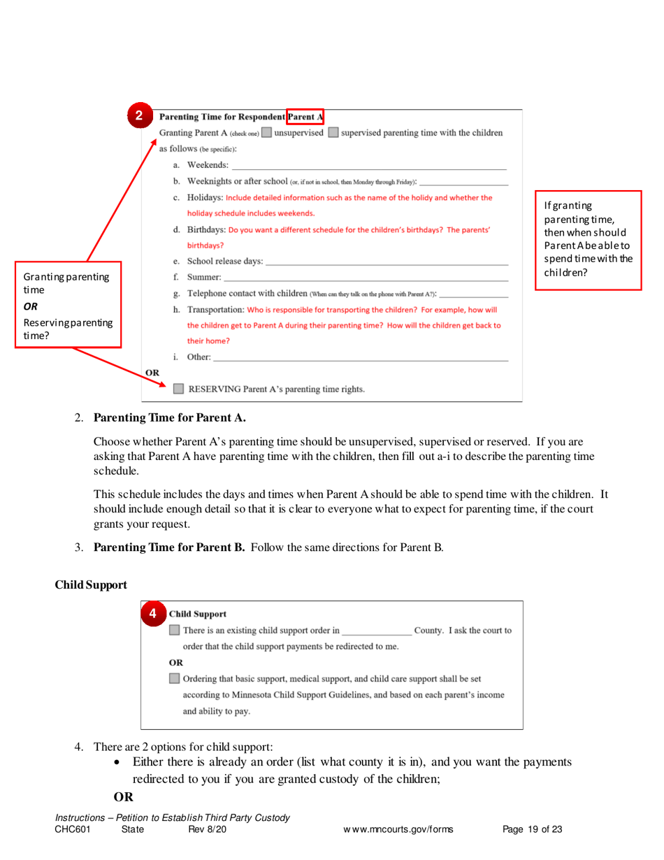Instructions for Form CHC602, CHC603, CIV102, SOP102, CHC604, DIV813, DIV816, CON111 - Minnesota, Page 19