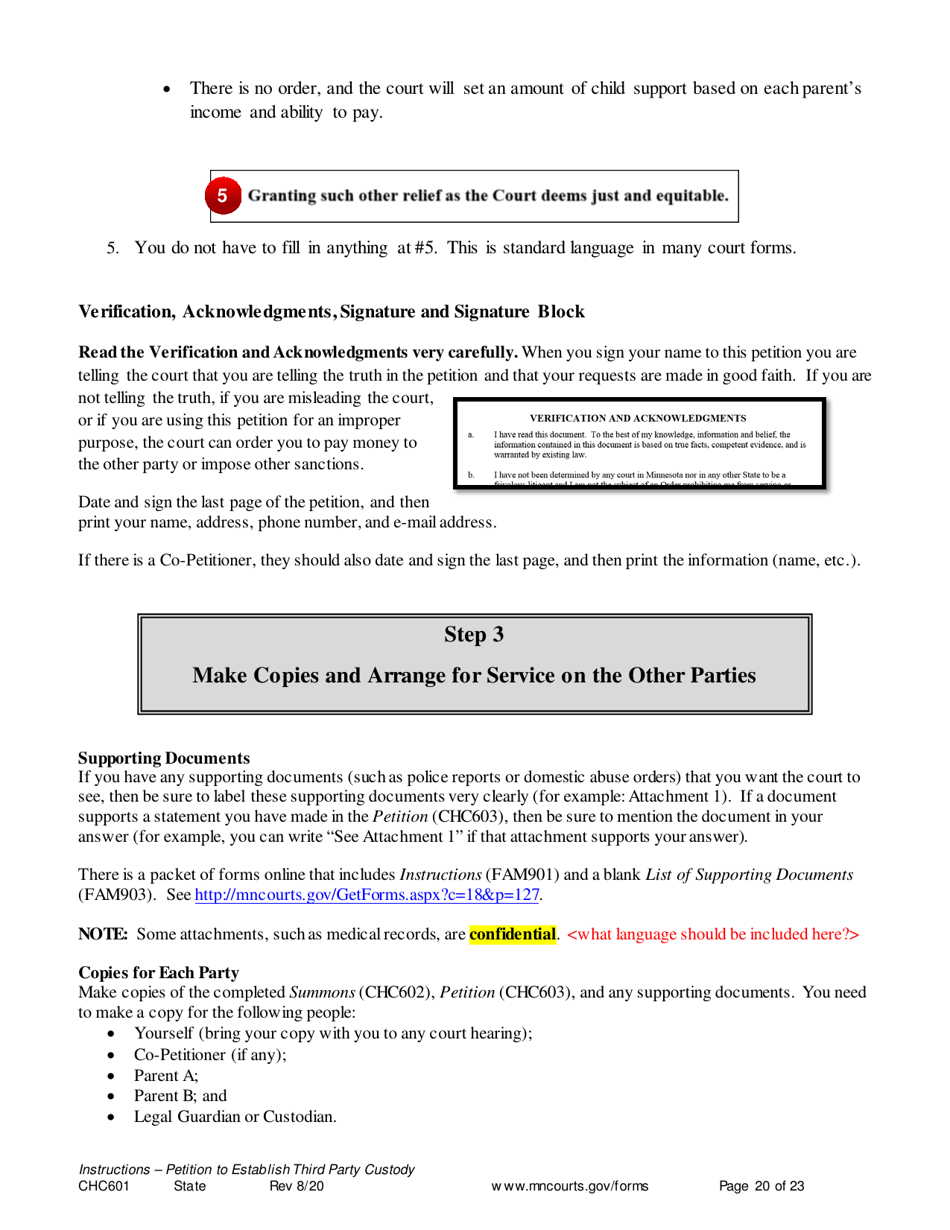 Instructions for Form CHC602, CHC603, CIV102, SOP102, CHC604, DIV813, DIV816, CON111 - Minnesota, Page 20