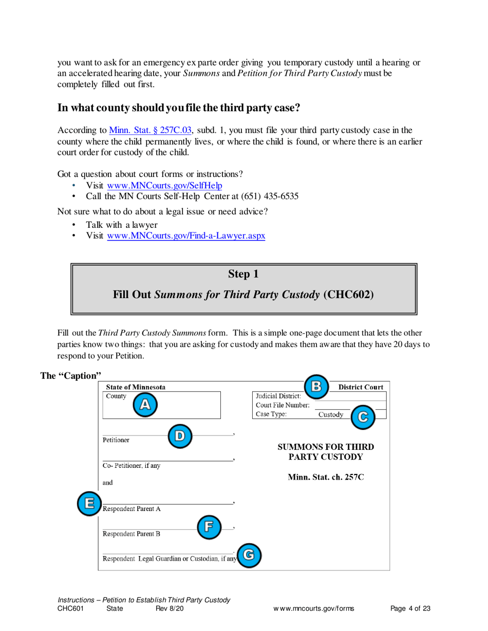 Instructions for Form CHC602, CHC603, CIV102, SOP102, CHC604, DIV813, DIV816, CON111 - Minnesota, Page 4
