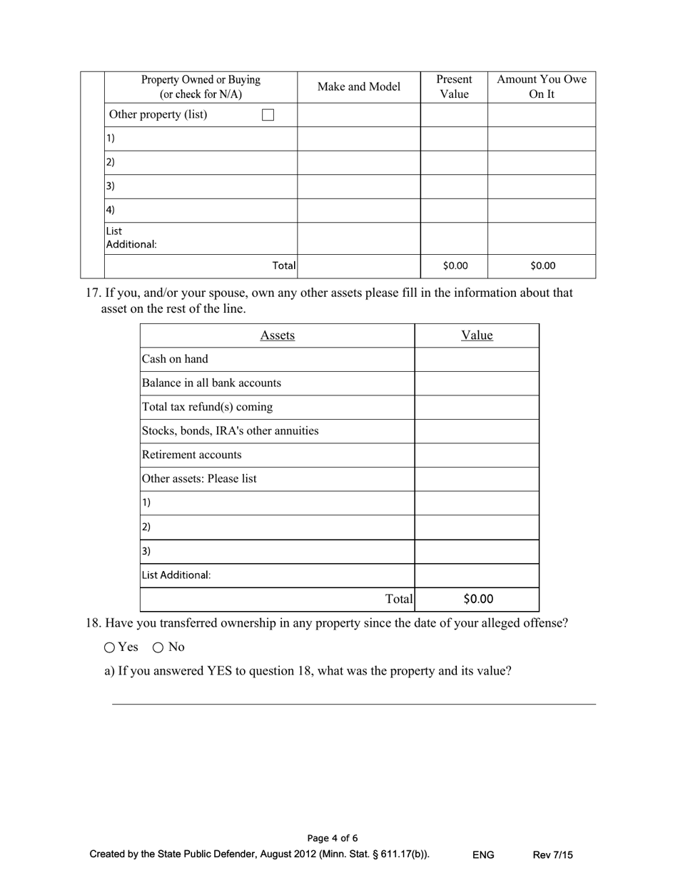 Minnesota Application for a Public Defender Fill Out, Sign Online and