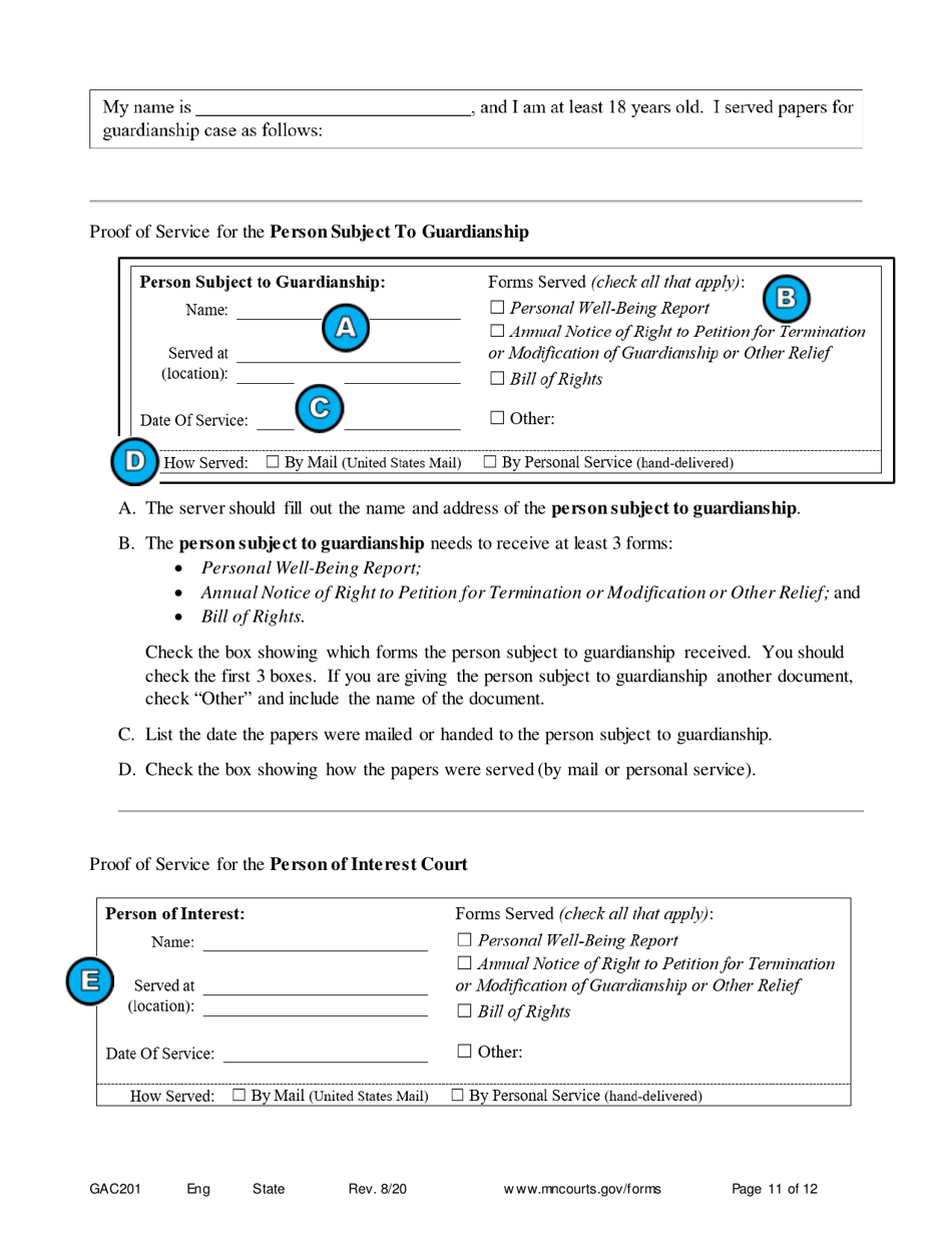 Form GAC201 Instructions - Annual Reporting for Guardians - Minnesota, Page 11