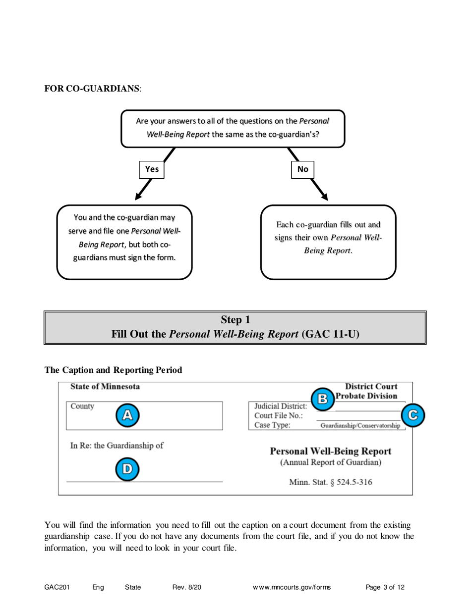 Form GAC201 Instructions - Annual Reporting for Guardians - Minnesota, Page 3