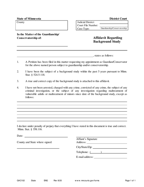 Form GAC102  Printable Pdf