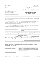 Document preview: Form GAC9-UM Notice of Entry of Order and Right to Appeal - Minnesota