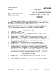 Document preview: Form GAC8-UM Order Appointing Guardian and Conservator (Minor) - Minnesota