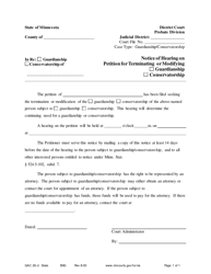 Document preview: Form GAC26-U Notice of Hearing on Petition for Terminating or Modifying Guardianship/Conservatorship - Minnesota