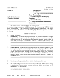Document preview: Form GAC27-U Order Terminating Guardianship/Conservatorship and Discharge of Guardian/Conservator - Minnesota