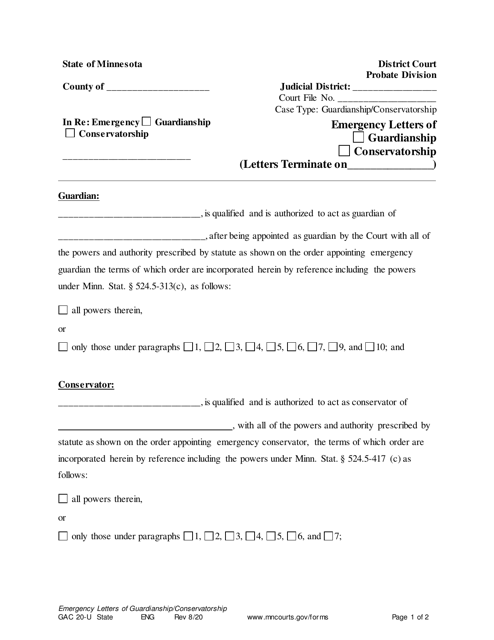 Form GAC20-U  Printable Pdf