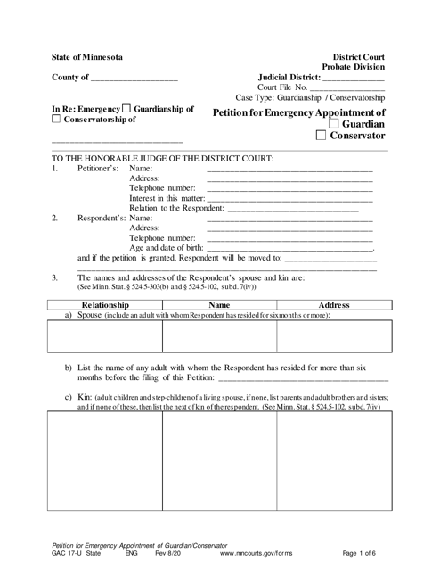 Form GAC17-U  Printable Pdf