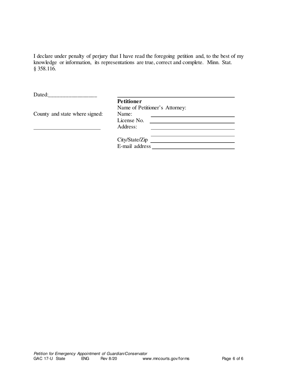 Form GAC17-U Download Printable PDF or Fill Online Petition for ...