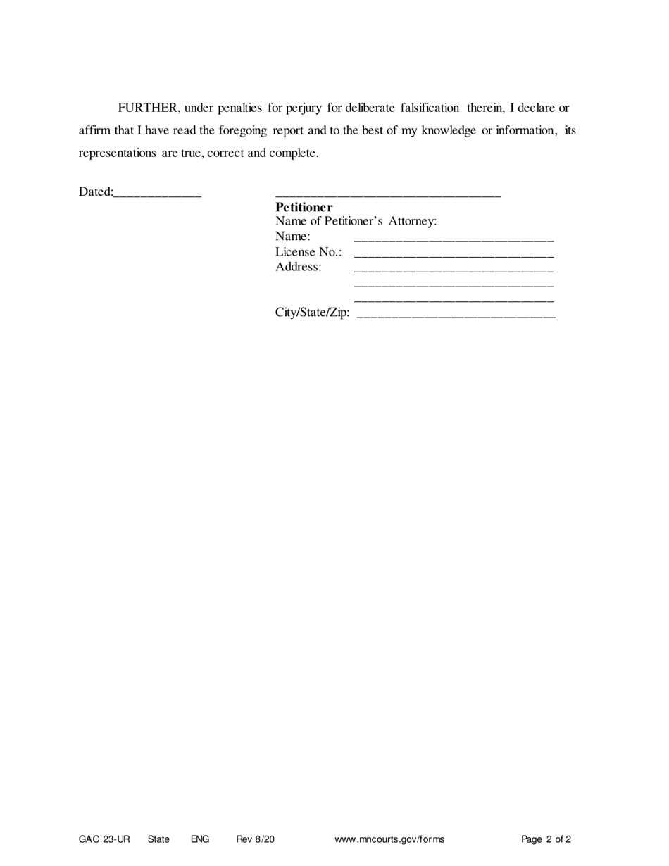 Form GAC23-UR Report Regarding Sale of Real Property - Minnesota, Page 2