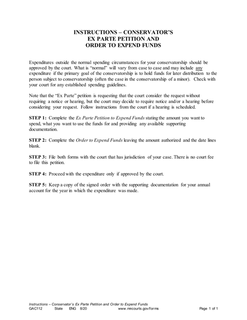 Instructions for Form GAC113, GAC114 - Minnesota