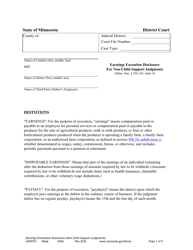 Form JGM703 Earnings Execution Disclosure for Non-child Support Judgments - Minnesota