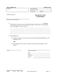 Document preview: Form PRO916 Receipt for Assets by Distributee - Minnesota