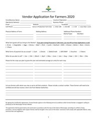 Vendor Application for Farmers - Mississippi
