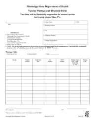 Form 132 Vaccine Wastage and Disposed Form - Mississippi