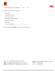 Plan Review Submittal Form - Missouri, Page 2