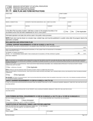 Form MO780-1327 Mine Plan - Missouri