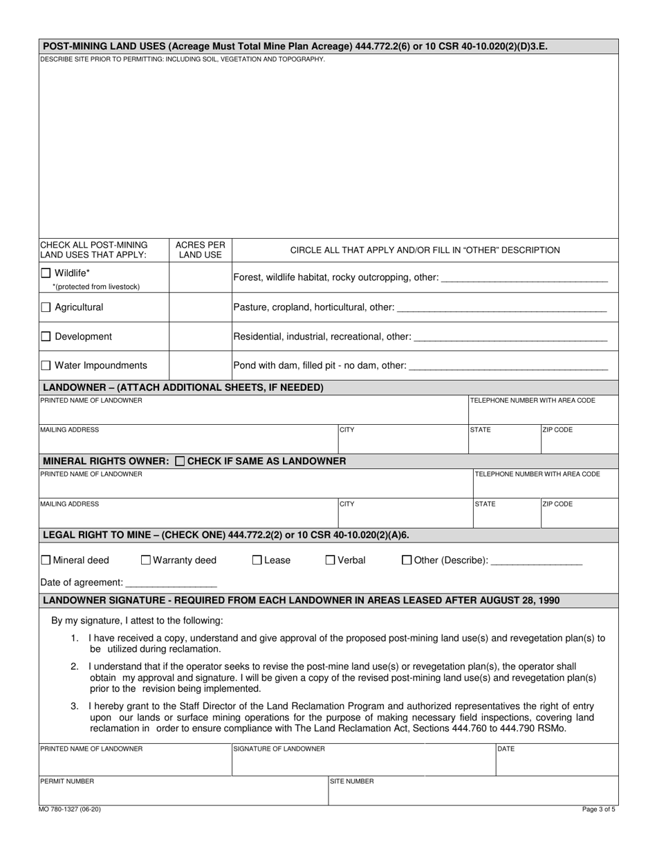 Form MO780-1327 Mine Plan - Missouri, Page 3