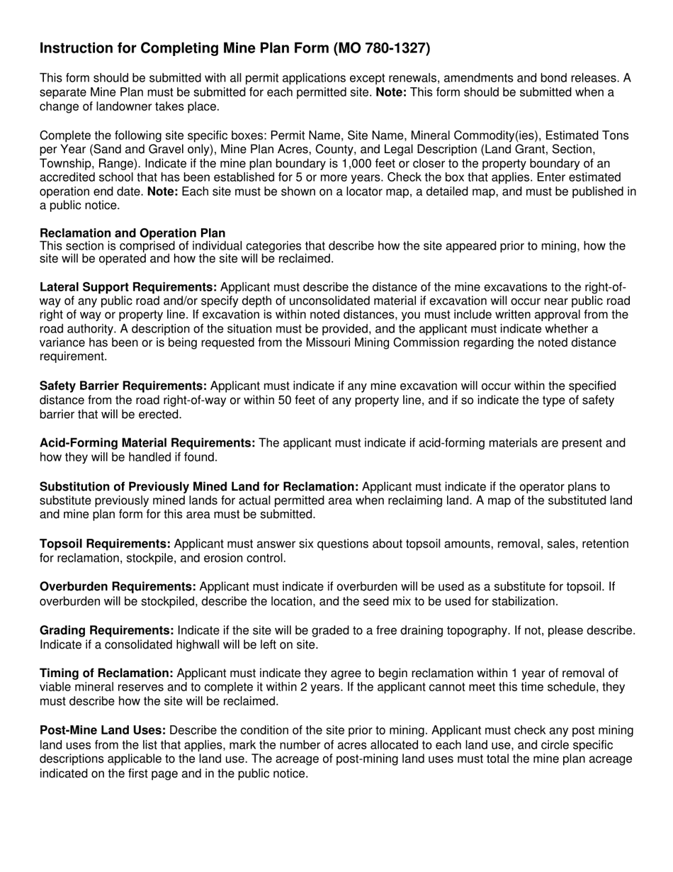 Form MO780-1327 Mine Plan - Missouri, Page 6