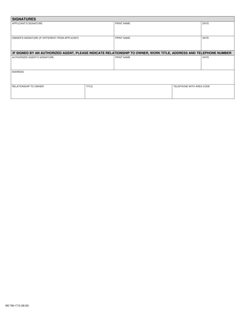 Form MO780-1712 Brownfields / Voluntary Cleanup Program (Bvcp) Application - Missouri, Page 4