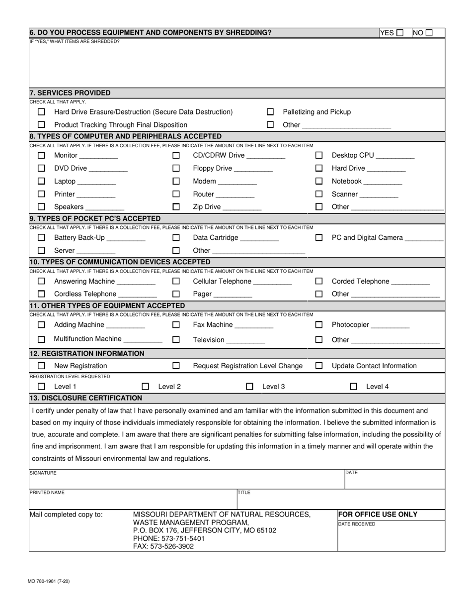 Form MO780-1981 Host Site Registration - Missouri, Page 2