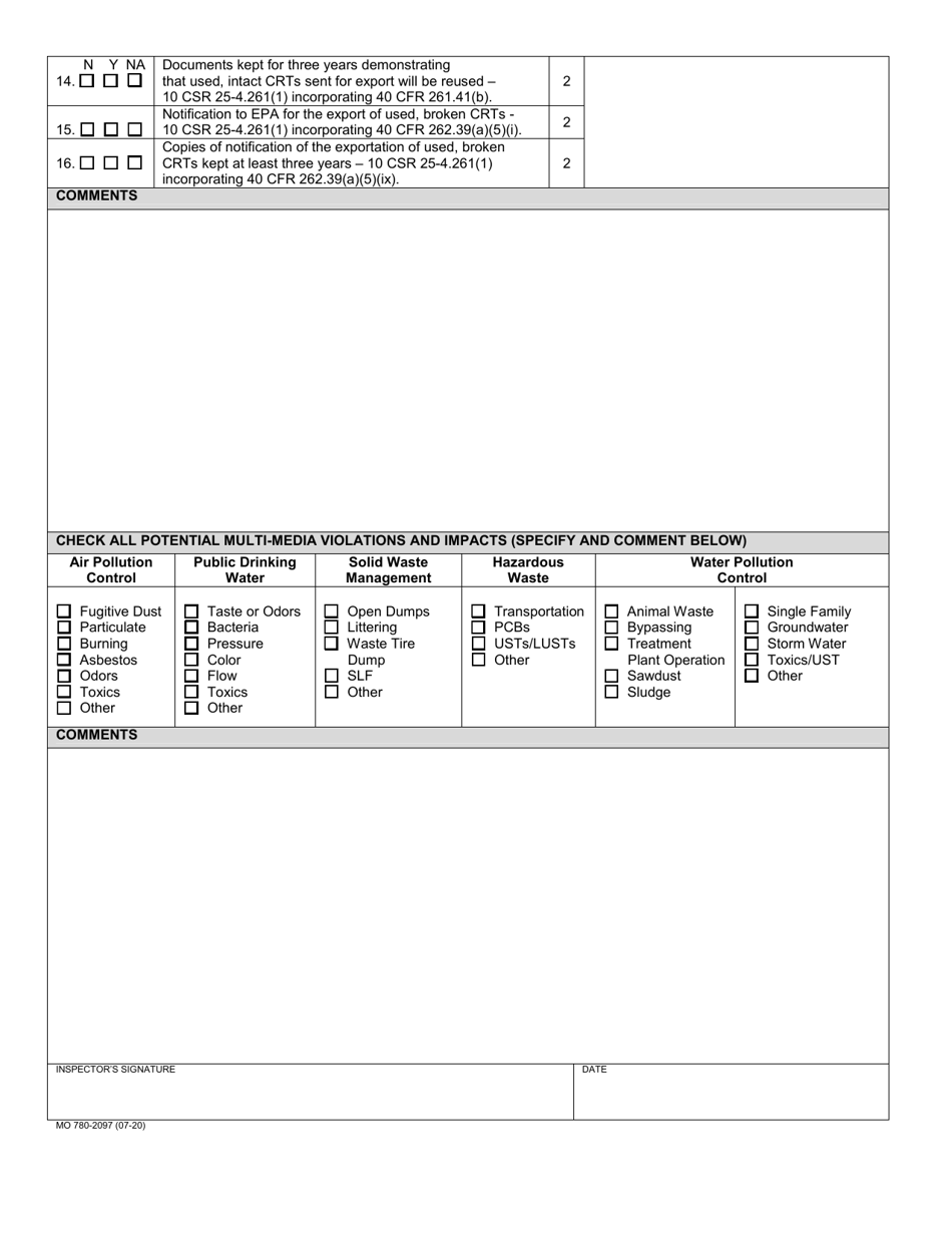 Form MO780-2097 Download Fillable PDF or Fill Online Electronic Scrap ...