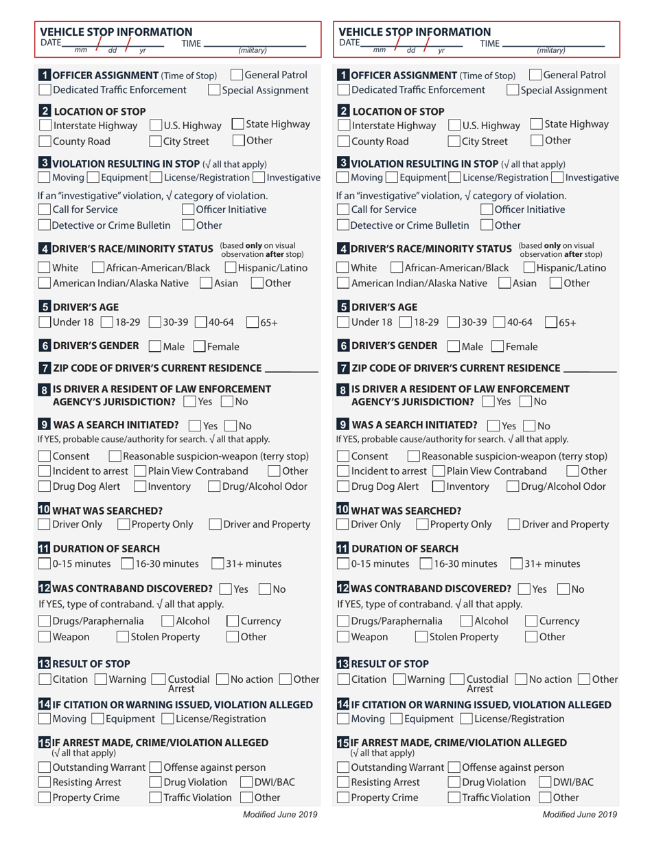 Missouri Vehicle Stop Information Form - Fill Out, Sign Online and ...