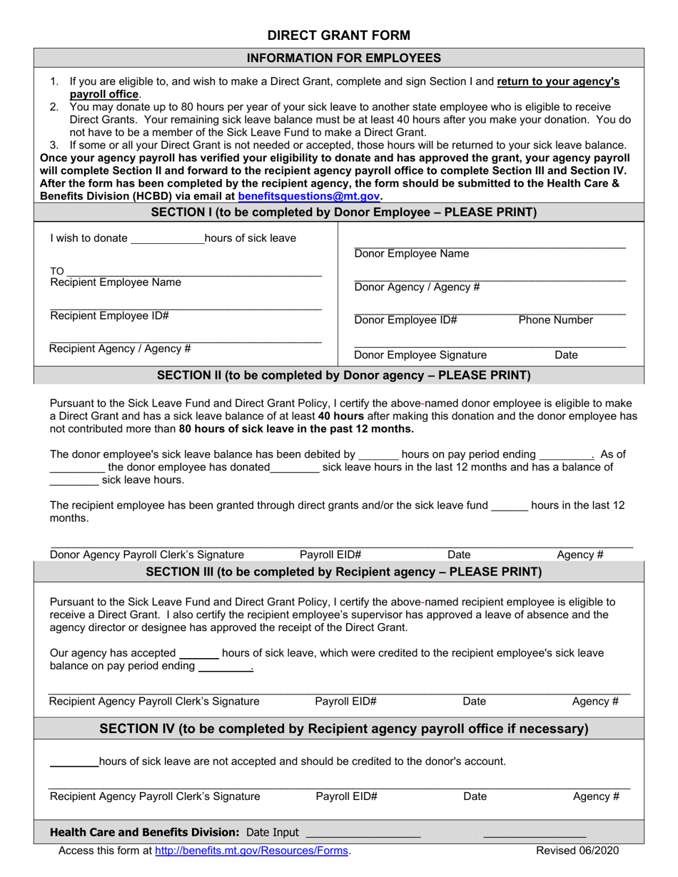 Direct Grant Form - Montana, Page 3