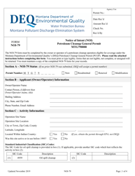 Form NOI-79 Notice of Intent (Noi) Petroleum Cleanup General Permit Mtg790000 - Montana