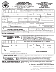 Montana Come Home to Hunt License Application - Montana