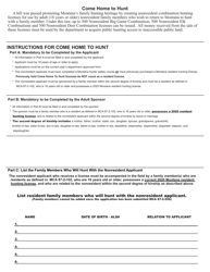 Montana Come Home to Hunt License Application - Montana, Page 2