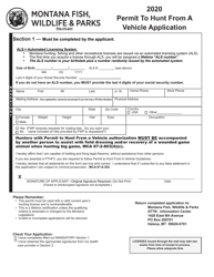 Permit to Hunt From a Vehicle Application - Montana