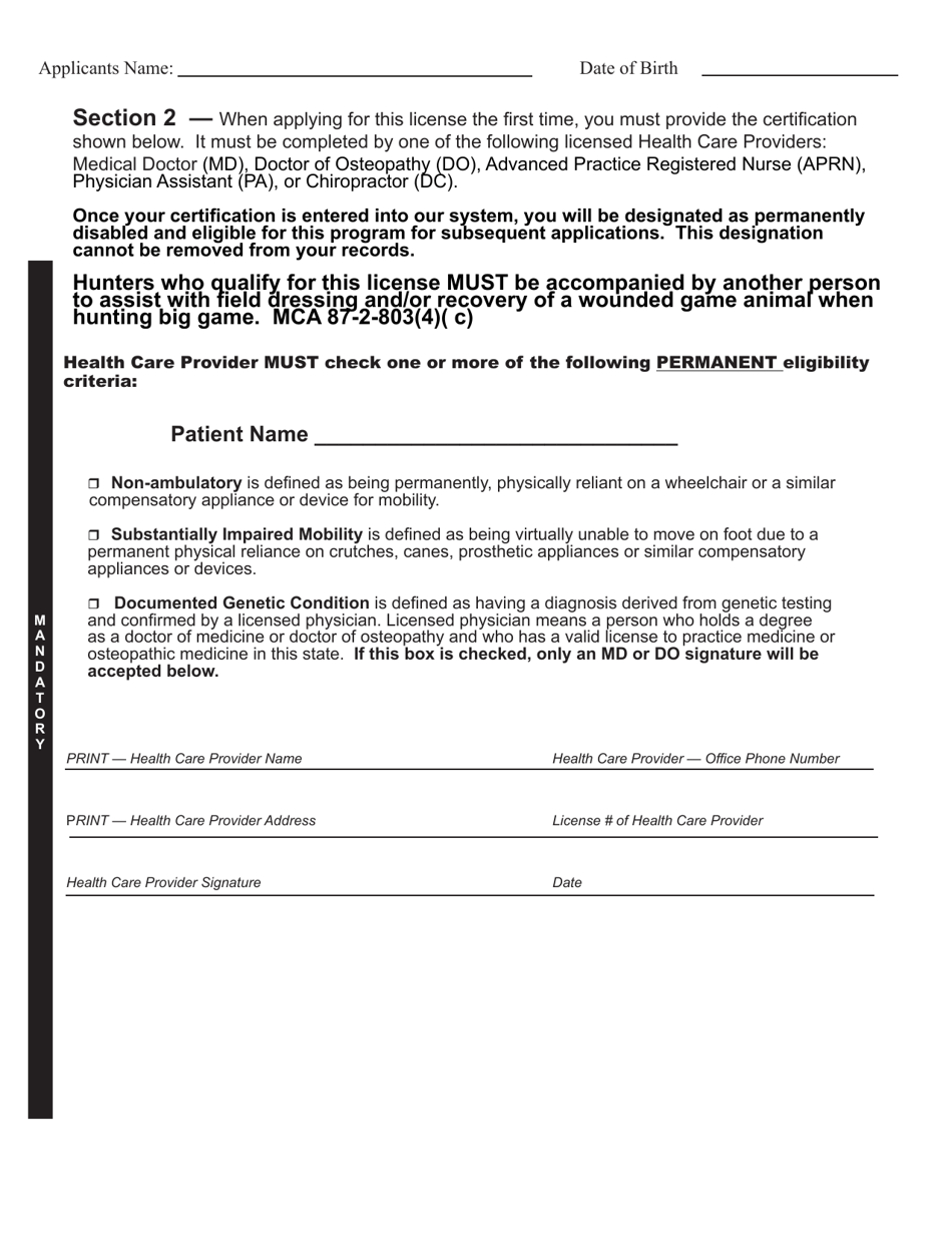 Montana Disabled Antelope Application - Montana, Page 2