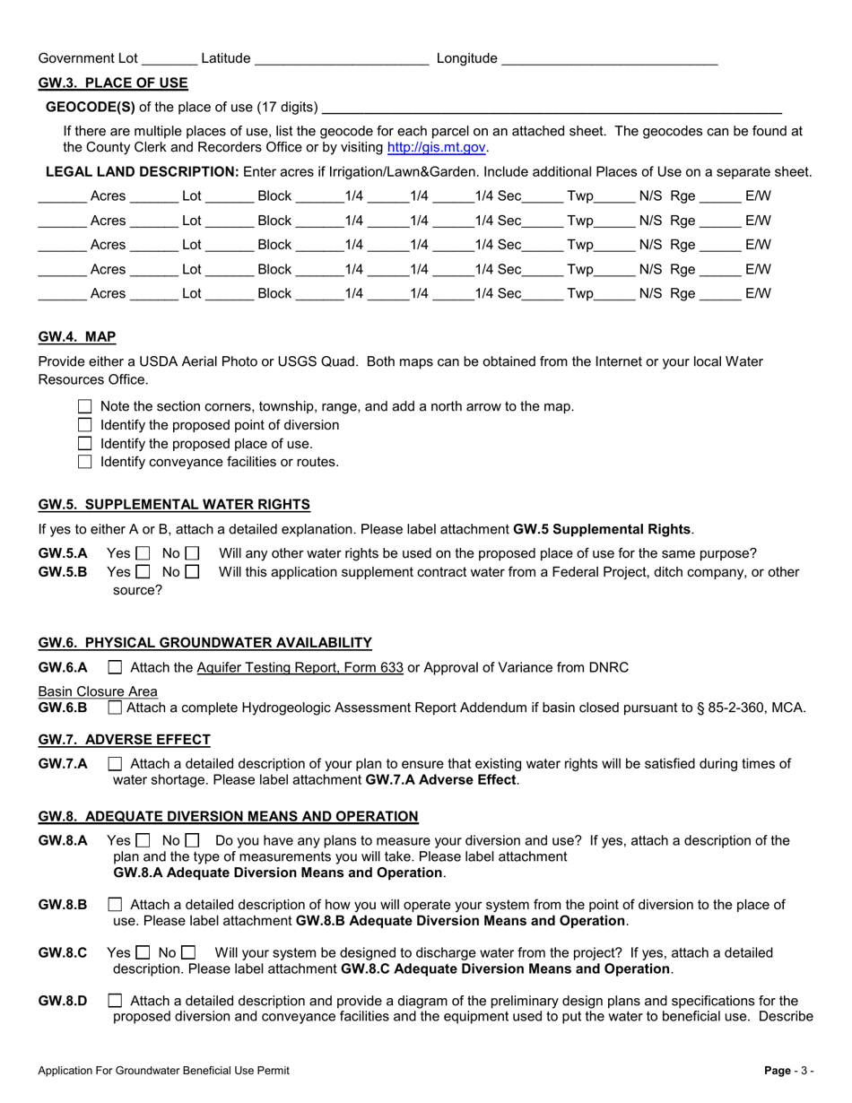 Form 600 GW Residency Exception Process - Montana, Page 3