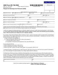 Document preview: Form OR-706-DISC (150-104-005) Request for Discharge From Personal Liability - Oregon