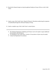 Credit Union - Request to Serve an Employee Group - Nebraska, Page 3