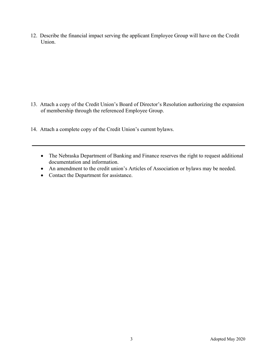 Credit Union - Request to Serve an Employee Group - Nebraska, Page 3