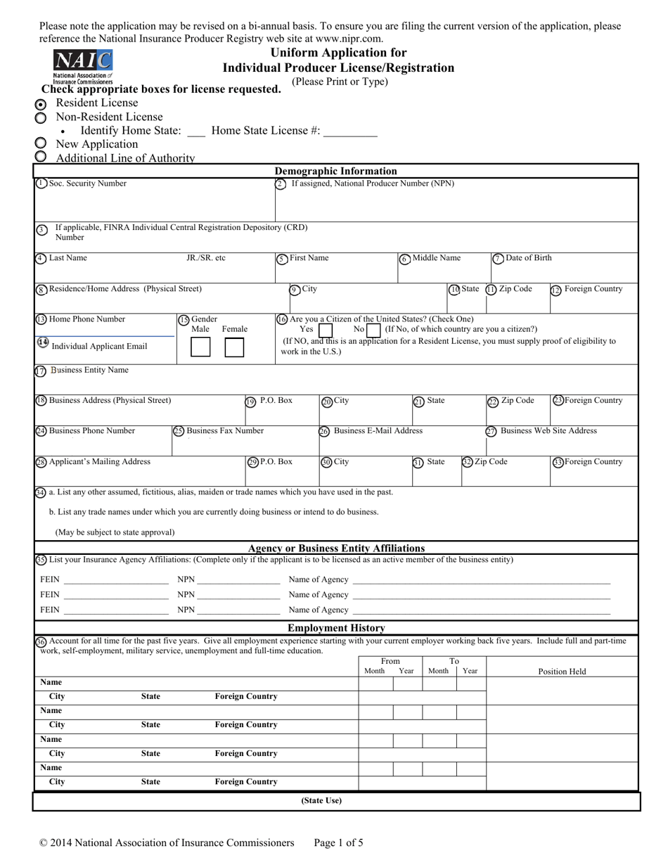 Uniform Application for Individual Producer License / Registration - Resident - Nebraska, Page 6