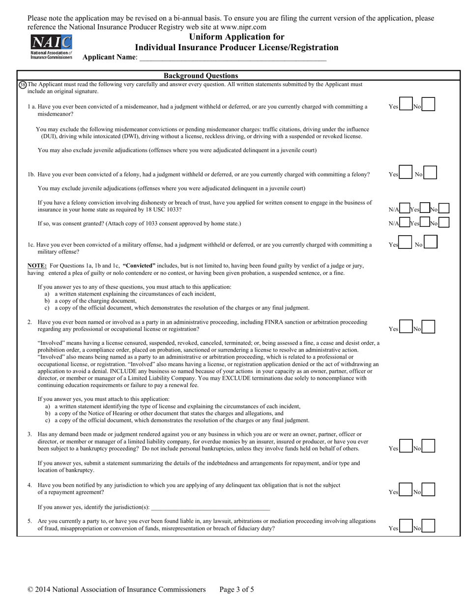 Uniform Application for Individual Producer License / Registration - Resident - Nebraska, Page 8