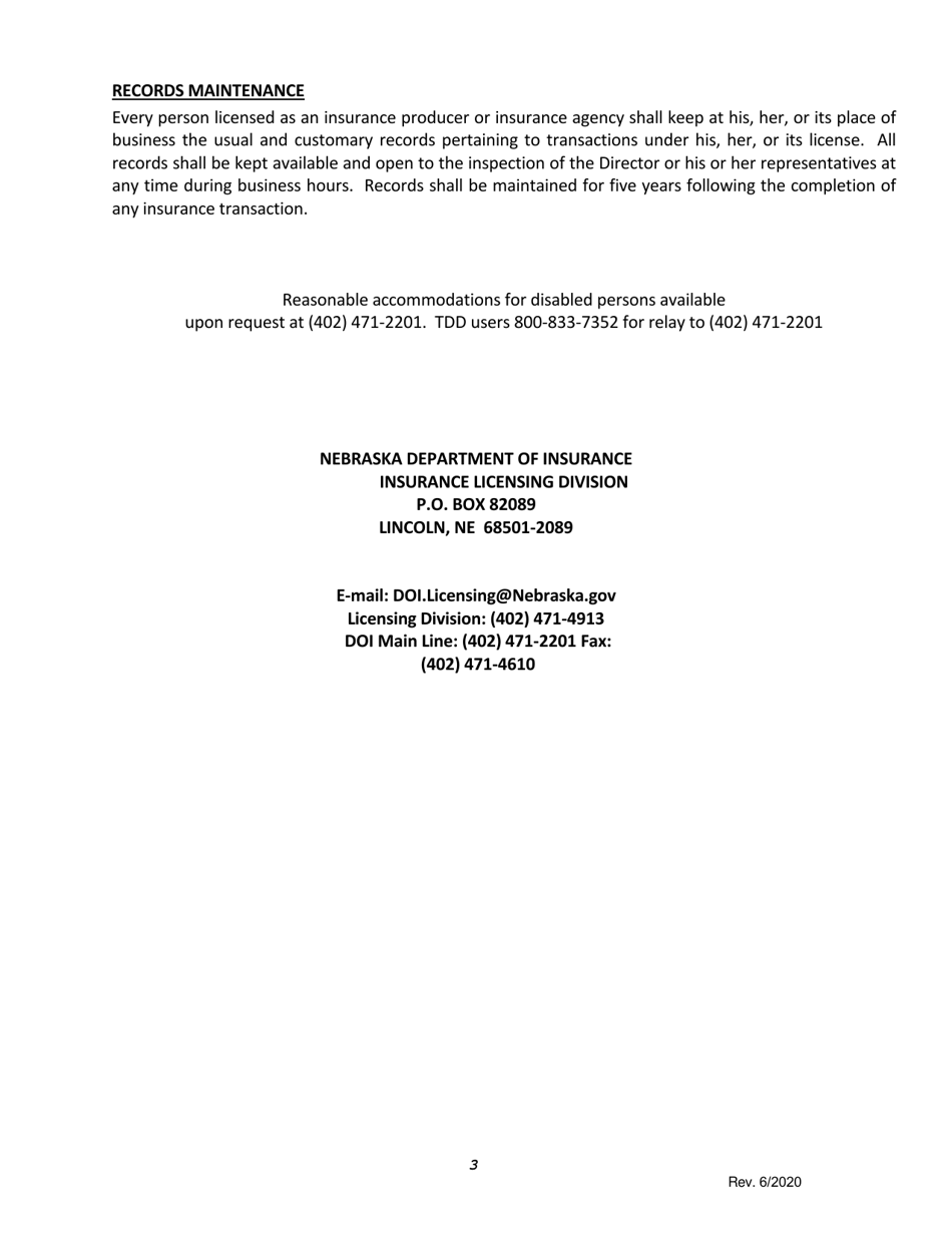 Uniform Application for Individual Producer License / Registration - Non-resident - Nebraska, Page 5