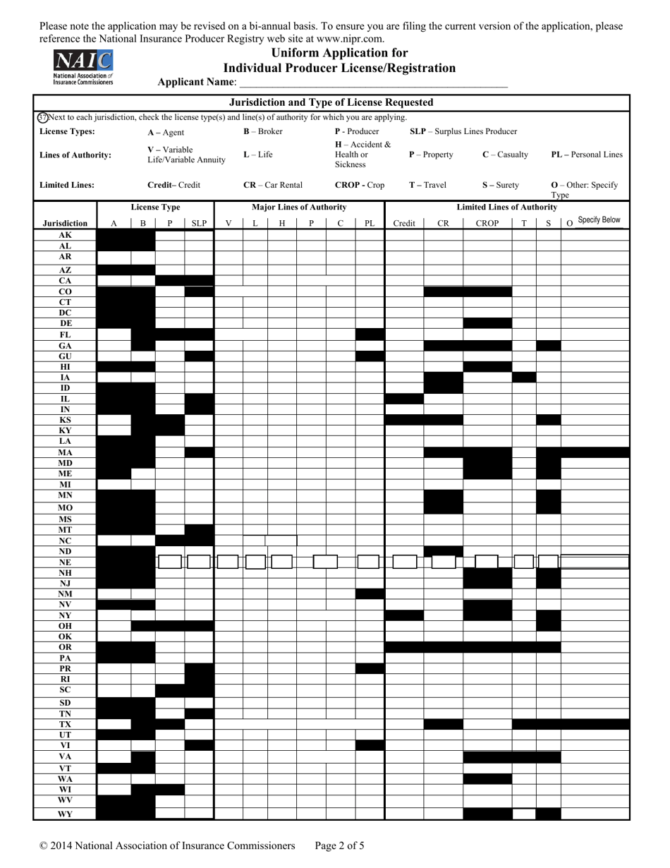 Uniform Application for Individual Producer License / Registration - Non-resident - Nebraska, Page 7