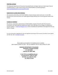 Form DOI-4-801C Application for Insurance Consultant's License (Corporation or Partnership) - Nebraska, Page 2