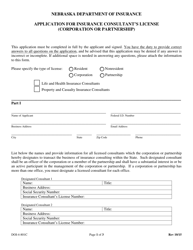 Form DOI-4-801C Application for Insurance Consultant's License (Corporation or Partnership) - Nebraska, Page 3