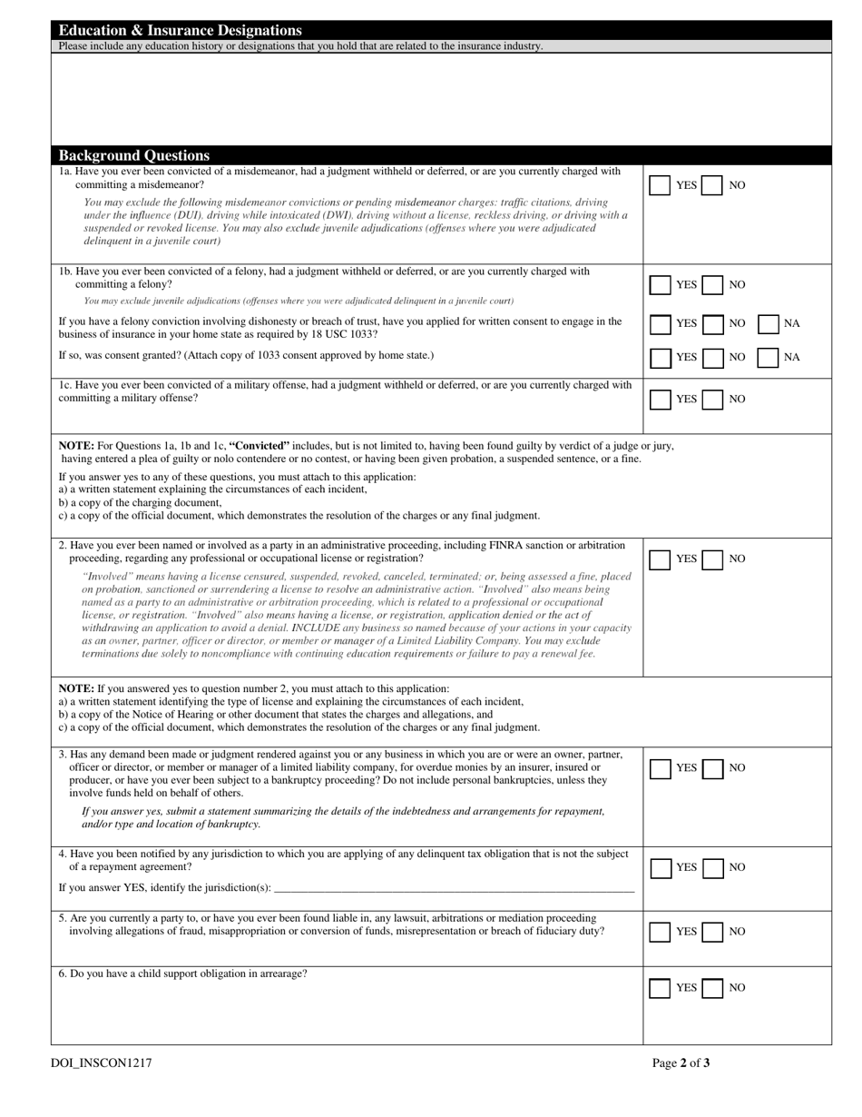 Form DOI-INS_CON Insurance Consultant License Application - Nebraska, Page 4