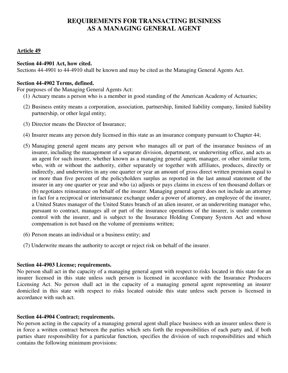 Application for Managing General Agent License - Nebraska, Page 4