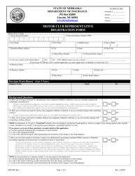 Motor Club Representative Registration Form - Nebraska